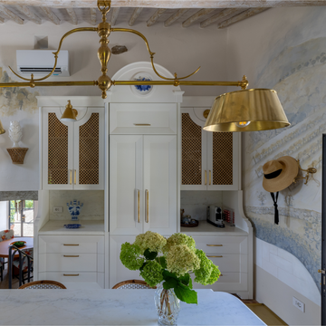 Castle Gambrinus two lights billiard chandelier with brass lampshade by Il Bronzetto - view 5