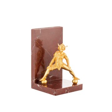 Castle Belle marble bookend with brass jester by Il Bronzetto - view 2