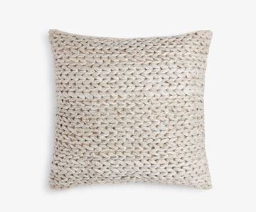 Large Square Light Grey Knit Cushion by Tetrad
