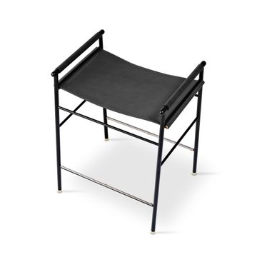 Repose Kitchen Stool - Handcrafted with leather and powder-coated steel by Jover+Valls - view 4