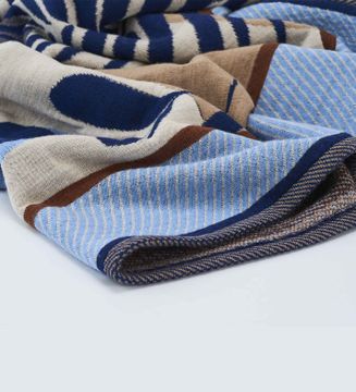 Plaid floral design with fringes by LA FABBRICA DEL LINO - view 4