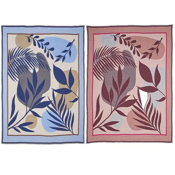 Plaid floral design with fringes by LA FABBRICA DEL LINO - view 8
