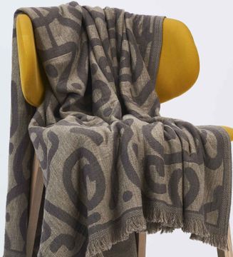 Plaid floral design with fringes by LA FABBRICA DEL LINO - view 6