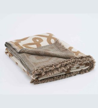 Plaid floral design with fringes by LA FABBRICA DEL LINO - view 3