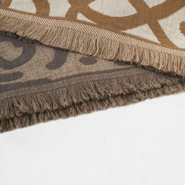 Plaid floral design with fringes by LA FABBRICA DEL LINO - view 7