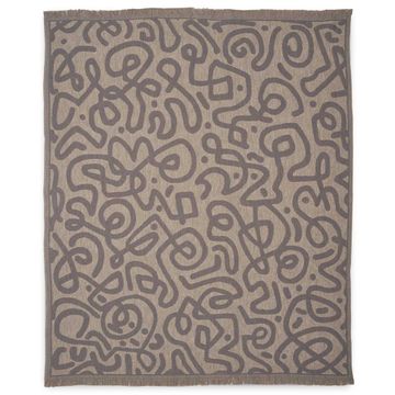 Plaid floral design with fringes by LA FABBRICA DEL LINO - view 4