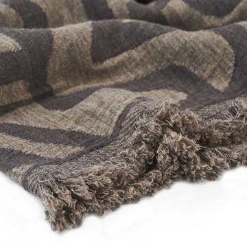 Plaid floral design with fringes by LA FABBRICA DEL LINO - view 5