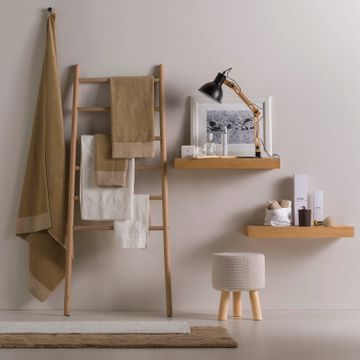 Terry shower towel with linen edges * while stocks last by LA FABBRICA DEL LINO - view 3