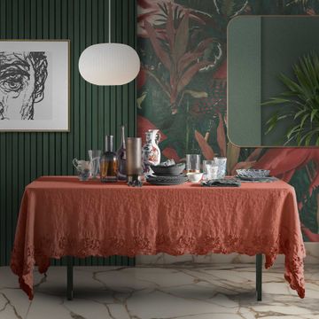Tablecloth with Petals embroidery by LA FABBRICA DEL LINO - view 5