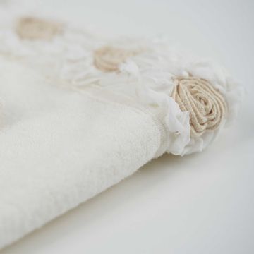 Face and guest towel set in terrycloth with Peonies embroidery by LA FABBRICA DEL LINO - view 5