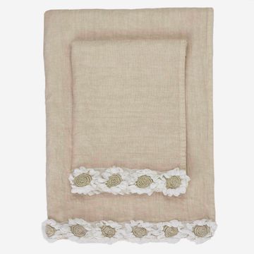 Peony embroidered linen towel set by LA FABBRICA DEL LINO - view 8