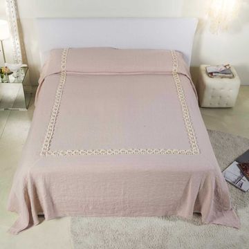Double bedspread with Peonies embroidery by LA FABBRICA DEL LINO - view 6