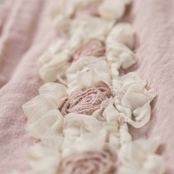 Double bedspread with Peonies embroidery by LA FABBRICA DEL LINO - view 2