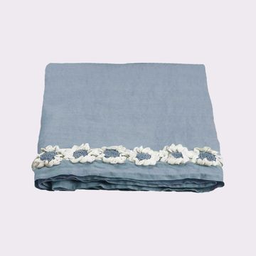 Double bedspread with Peonies embroidery by LA FABBRICA DEL LINO - view 4