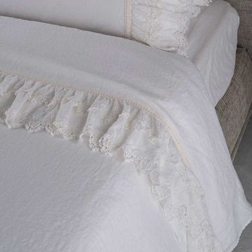 Single duvet cover with Sangallo lace * while stocks last by LA FABBRICA DEL LINO - view 4