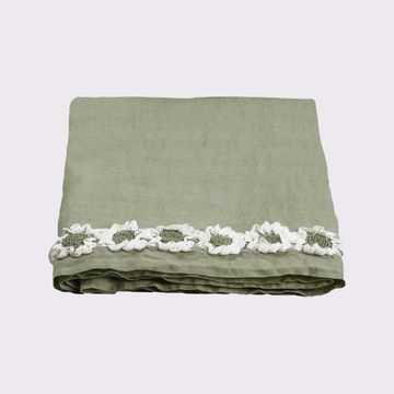 Double bedspread with Peonies embroidery by LA FABBRICA DEL LINO - view 3