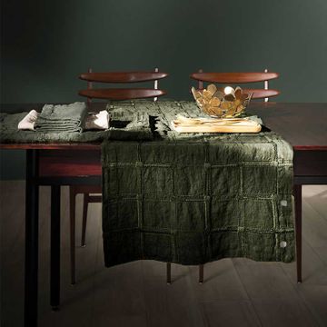 Modular buttoned tablecloth with tartan embroidery * while stocks last by LA FABBRICA DEL LINO - view 2