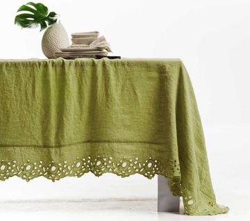 Rectangular tablecloth with Circles embroidery * while stocks last by LA FABBRICA DEL LINO - view 5