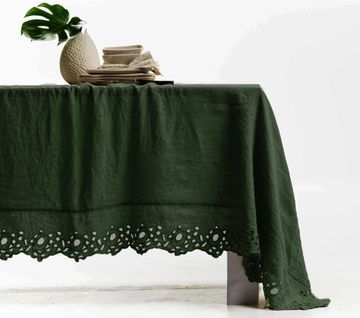Rectangular tablecloth with Circles embroidery * while stocks last by LA FABBRICA DEL LINO - view 4