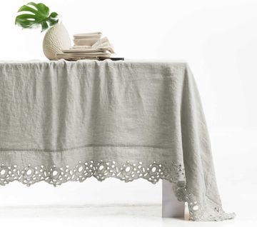 Rectangular tablecloth with Circles embroidery * while stocks last by LA FABBRICA DEL LINO - view 9