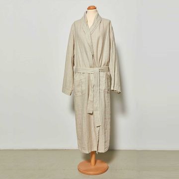 Unisex shawl linen bathrobe by LA FABBRICA DEL LINO - view 2