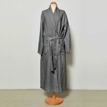 Unisex shawl linen bathrobe by LA FABBRICA DEL LINO - view 9