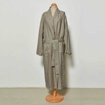 Unisex shawl linen bathrobe by LA FABBRICA DEL LINO - view 3