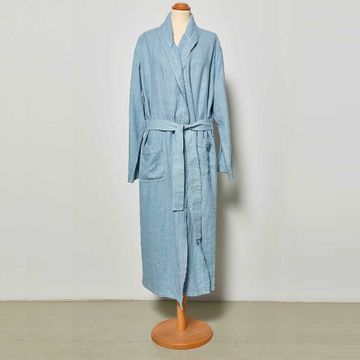Unisex shawl linen bathrobe by LA FABBRICA DEL LINO - view 4