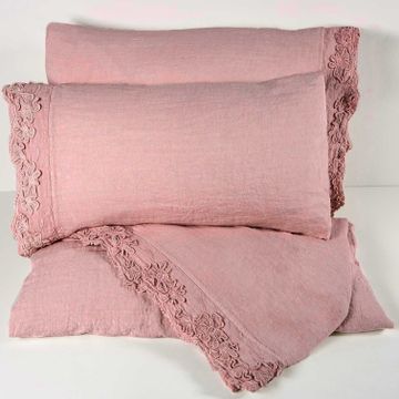 Double duvet cover and pillowcase set with Petals embroidery by LA FABBRICA DEL LINO - view 3