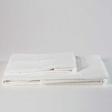 Terry bath towel set with linen edges by LA FABBRICA DEL LINO - view 4