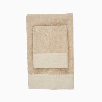 Terry bath towel set with linen edges by LA FABBRICA DEL LINO - view 8