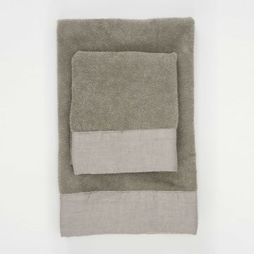 Terry bath towel set with linen edges by LA FABBRICA DEL LINO - view 5