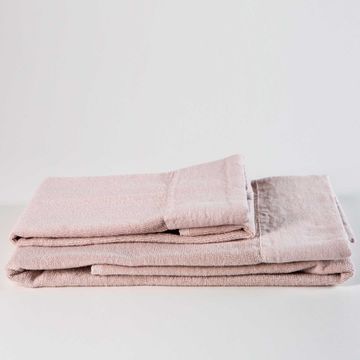 Terry bath towel set with linen edges by LA FABBRICA DEL LINO - view 6