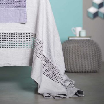 Rectangular tablecloth with square embroidery * while stocks last by LA FABBRICA DEL LINO - view 3