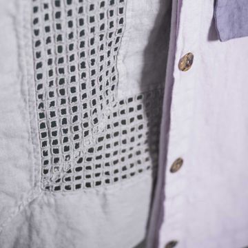 Rectangular tablecloth with square embroidery * while stocks last by LA FABBRICA DEL LINO - view 4