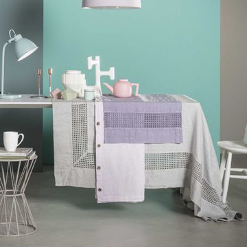 Rectangular tablecloth with square embroidery * while stocks last by LA FABBRICA DEL LINO - view 5