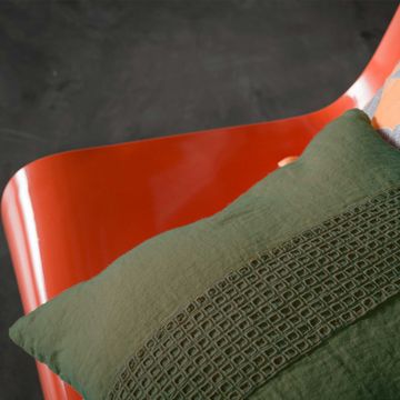 Pillowcase with square embroidery * available while stocks last by LA FABBRICA DEL LINO - view 2