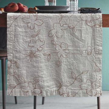 Runner - centerpiece with Narcissus embroidery by LA FABBRICA DEL LINO - view 4