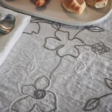 Rectangular tablecloth with Narcissus embroidery by LA FABBRICA DEL LINO - view 6