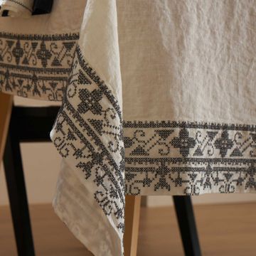 Tablecloth with cross stitch embroidery by LA FABBRICA DEL LINO - view 2