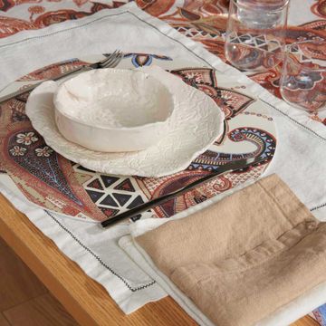 Pair of American placemats with Zig Zag embroidery by LA FABBRICA DEL LINO - view 2