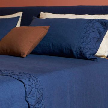 Prisma embroidery duvet cover and pillowcase set, double by LA FABBRICA DEL LINO - view 3