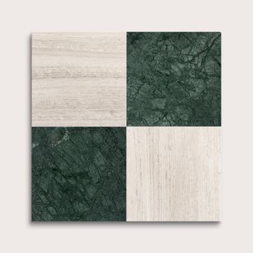 Beige Wave Vein Cut & Monte Verde 12x12 Limestone & Marble | Honed - Checkerboard Bundle by Riad Tile