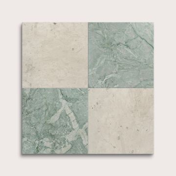 Chateau Grey & Mint Green 12x12 Limestone & Marble | Honed - Checkerboard Bundle by Riad Tile