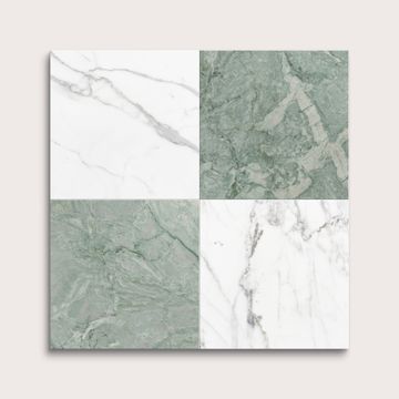 Italian Statuary & Mint Green 12x12 Marble | Honed - Checkerboard Bundle by Riad Tile