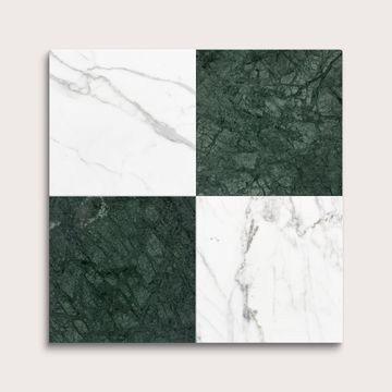 Italian Statuary & Monte Verde 12x12 Marble | Honed  - Checkerboard Bundle by Riad Tile