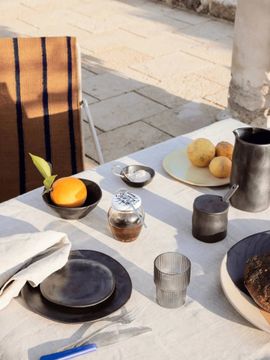 Ripple Glasses - Set of 4 & Carafe Gift Set - Smoked Grey by Ferm Living - view 4