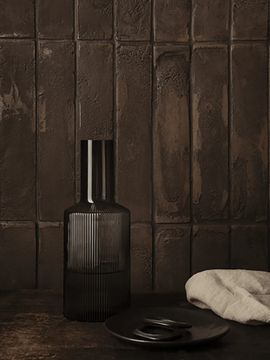 Ripple Glasses - Set of 4 & Carafe Gift Set - Smoked Grey by Ferm Living - view 5