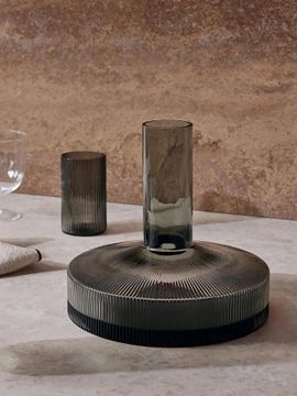 Ripple Wine Carafe & Wine Glasses - Set of 2 - Gift Set - Smoked Grey by Ferm Living - view 4