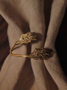 Holly Leaf Napkin Rings - Set of 4 - Brass by Ferm Living - view 5
